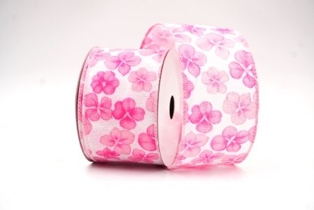 White/Pink Spring Daisy Flower Wired Ribbon_KF8399GC-5-5