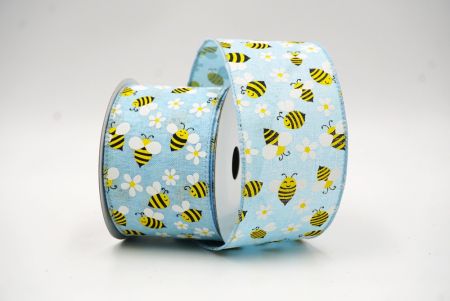 Light Blue Spring Bee Wired Ribbon_KF8402GC-12-216
