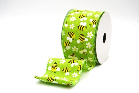 Apple green Spring Bee Wired Ribbon_KF8402GC-15-190