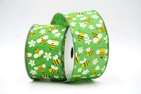 Green Spring Bee Wired Ribbon_KF8402GC-3-222