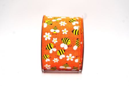 Orange Spring Bee Wired Ribbon_KF8402GC-41-41
