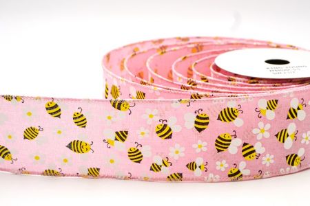Pink Spring Bee Wired Ribbon_KF8402GC-5-5