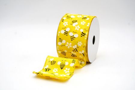 Желтая ленточка с проволокой Spring Bee_KF8402GC-6-6