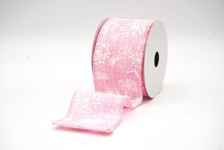 Светло-розовая проволочная лента с весенними одуванчиками_KF8404GC-5-5