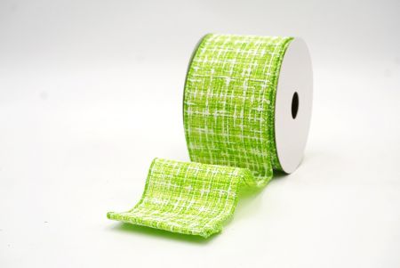 Apple Green Spring Colors Faux burlap Wired Ribbon_KF8405GC-15-190