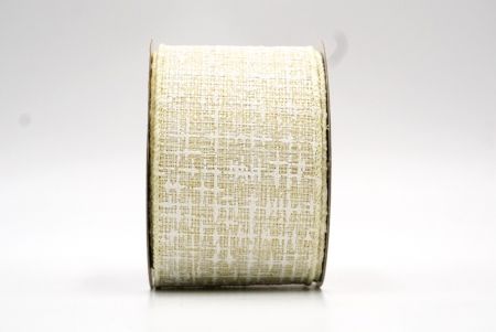 Ruban en toile de jute synthétique blanc crème, collection de rubans printaniers avec fil métallique_KF8405GC-2-2