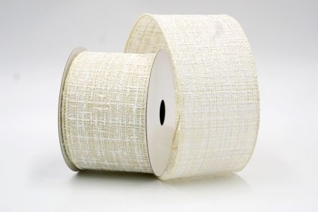Cream white Spring Colors Faux burlap Wired Ribbon_KF8405GC-2-2