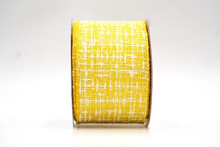 Ruban en toile de jute synthétique jaune, collection de rubans printaniers avec fil métallique_KF8405GC-6-6