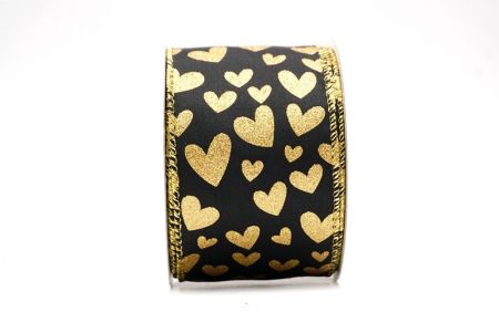 Ruban câblé en forme de cœur noir/or pour la Saint-Valentin_KF8406G-53