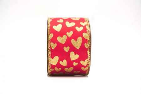Червоно-золота стрічка з дротом у формі сердець на День святого Валентина_KF8406G-7