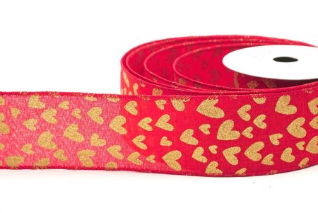 Ruban câblé en forme de cœur rouge/or1 pour la Saint-Valentin_KF8407G-7-7