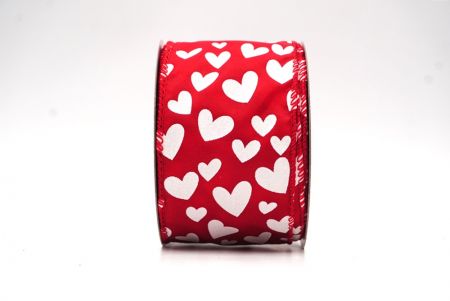 Punainen/valkoinen Valentines Heart Wired Ribbon_KF8409GC-7-7