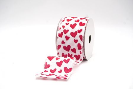 Valkoinen & punainen Valentines Heart Wired Ribbon_KF8413GC-1-1