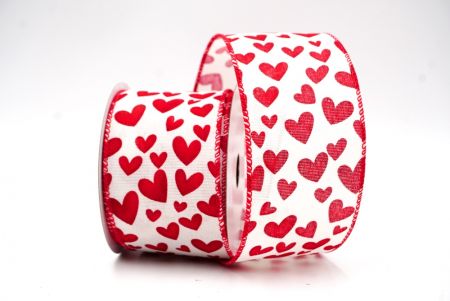 Белая и красная1 ленточка с проволокой в форме сердца Valentines_KF8413GC-2-7