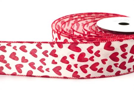 Valkoinen & punainen1 Valentines Heart Wired Ribbon_KF8413GC-2-7