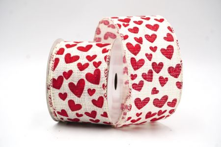 Vaaleanruskea & punainen Valentines Heart Wired Ribbon_KF8414GC-2-2