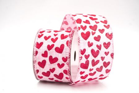 Pink & Red Valentines Heart Wired Ribbon_KF8414GC-5-5