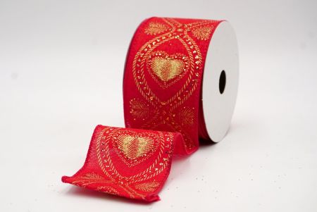 Красная элегантная ленточка с проволокой в форме сердца_KF8416GC-7-7