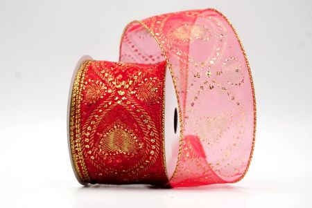 Red/Gold_Elegant Heart Wired Ribbon_KF8420G-7