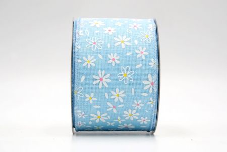 Baby Blue_Blooming Daisy Flower Wired Ribbon_KF8440GC-12-216