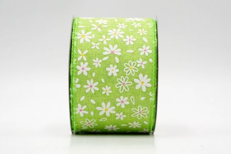Lt. Green_Blooming Daisy Flower Wired Ribbon_KF8440GC-15-190