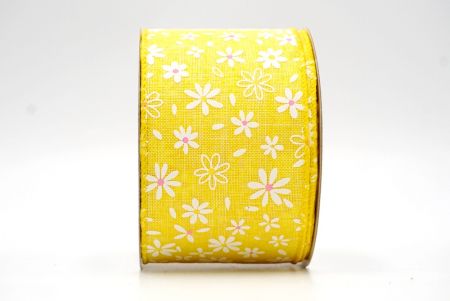 Yellow_Blooming Daisy Flower Wired Ribbon_KF8440GC-6-6