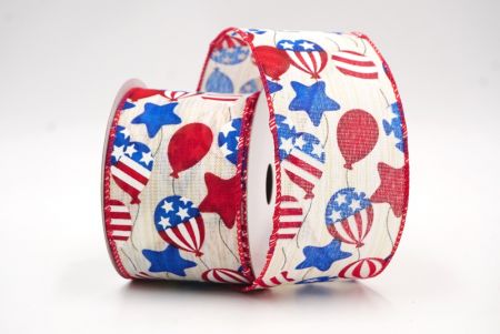 Cream White  USA Independence Element Wired Ribbon_KF8442GC-2-7