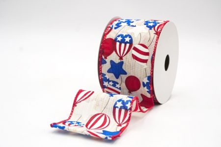 Cream White  USA Independence Element Wired Ribbon_KF8442GC-2-7