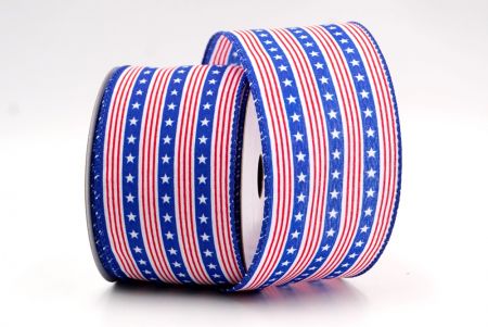 White/Blue_4th of July Stars and Stripes Wired Ribbon_KF8444GC-1-151