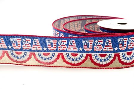 Khaki_Patriotic USA Wired Ribbon_KF8458GC-13-7