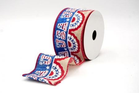 Khaki_Patriotic USA Wired Ribbon_KF8458GC-13-7