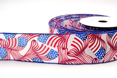 White_USA Celebration Patriotic Wired Ribbon_KF8459GC-1-151