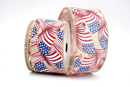 Khaki_USA Celebration Patriotic Wired Ribbon_KF8460GC-13-183