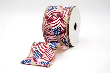 Khaki_USA Celebration Patriotic Wired Ribbon_KF8460GC-13-183