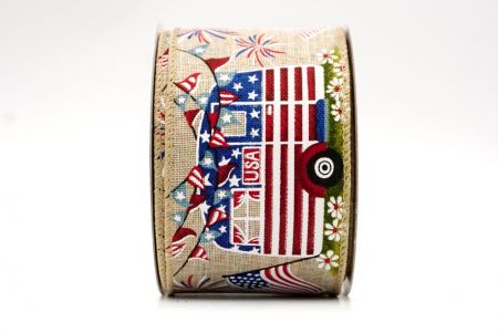 Khaki_USA Celebration Patriotic Wired Ribbon_KF8462GC-13-183