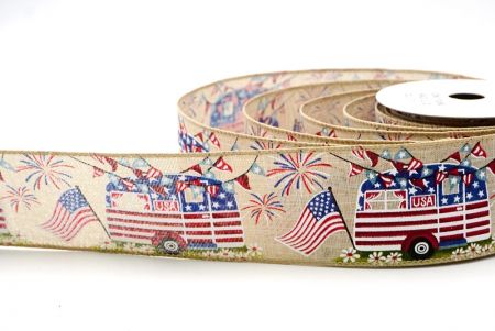 Khaki_USA Celebration Patriotic Wired Ribbon_KF8462GC-13-183