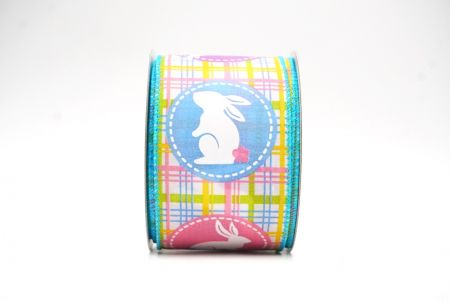 Light Blue Plaid Easter Bunny Wired Ribbon_KF8464GC-12-213