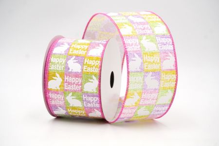 Pink Happy Easter Bunny & Carrots Wired Ribbon_KF8465GC-5-218