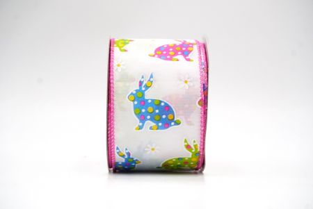 White Colorful Polka Dots Bunny Wired Ribbon_KF8467GC-1-218