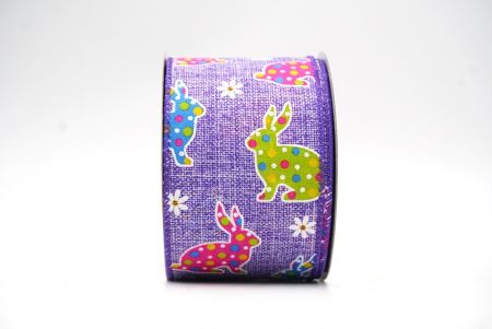 Purple Colorful Polka Dots Bunny Wired Ribbon_KF8467GC-11-34