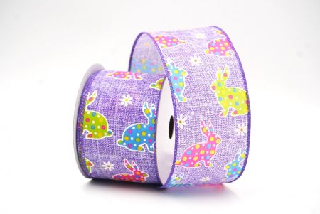 Purple Colorful Polka Dots Bunny Wired Ribbon_KF8467GC-11-34