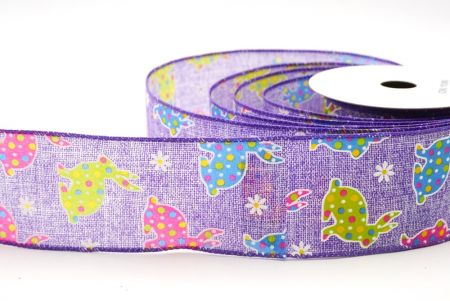 Purple Colorful Polka Dots Bunny Wired Ribbon_KF8467GC-11-34