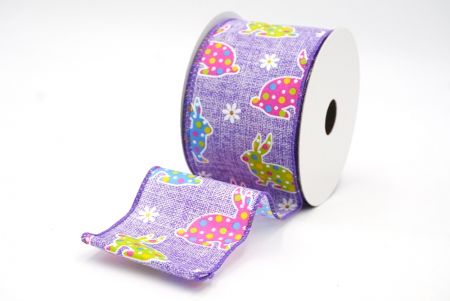 Purple Colorful Polka Dots Bunny Wired Ribbon_KF8467GC-11-34