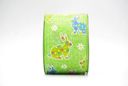 Ruban fil câblé lapin à pois colorés vert pomme_KF8467GC-15-190