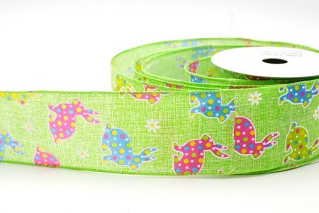 Apple green Colorful Polka Dots Bunny Wired Ribbon_KF8467GC-15-190