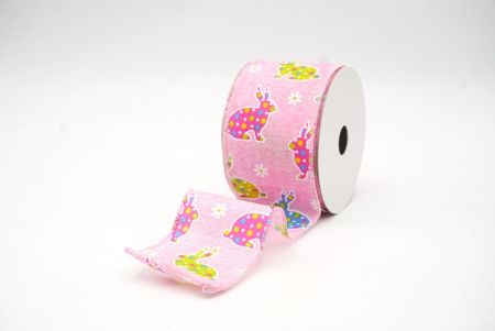 Pink Colorful Polka Dots Bunny Wired Ribbon_KF8467GC-5-5