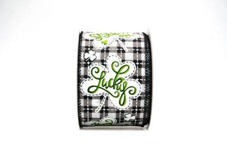 Preto Xadrez Feliz St. Patrick e Design com Sorte Fita com Arame_KF8473GC-1-53