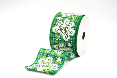 Verde Xadrez Feliz St. Patrick e Design com Sorte Fita com Arame_KF8473GC-15-49