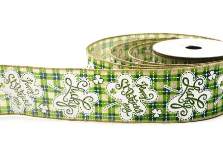 Lichtbruin geruit gelukkig St. Patrick & Lucky Design Wired Lint_KF8474GC-13-183