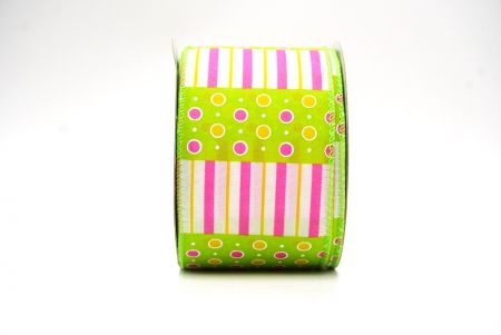 Apple green & Pink Colorful Polka Dots & Stripe lines KF8478GC-15-190